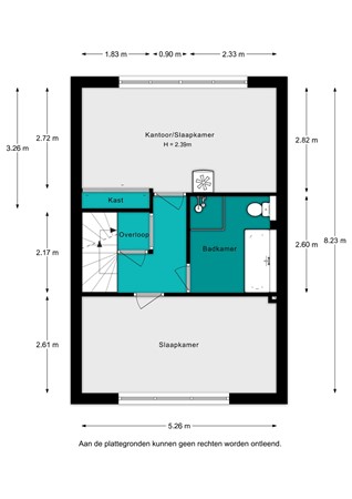 Plattegrond - Grote Waard 9, 4761 MR Zevenbergen - Grote Waard 9 - 1e verdieping - 2D.jpg